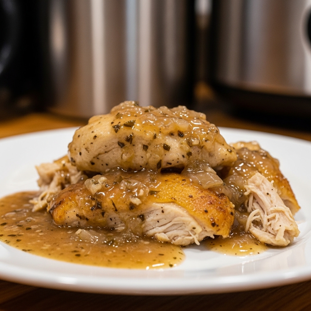 Lazy Crockpot Chicken and Gravy