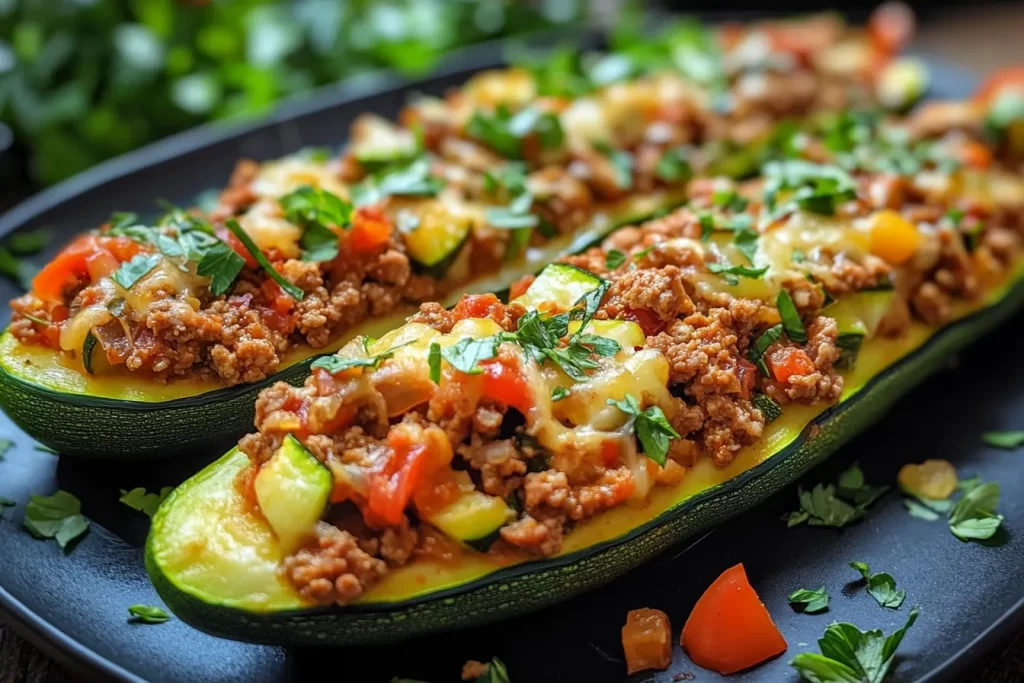 Ground Turkey Zucchini Boats