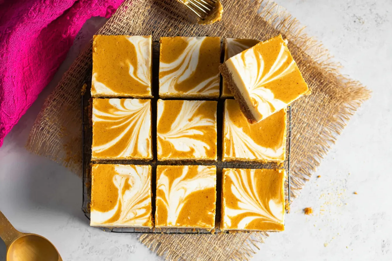 Pumpkin Spice Cheesecake Bars: The Ultimate Fall Treat Delicious Pumpkin Spice Cheesecake Bars Freshly Baked